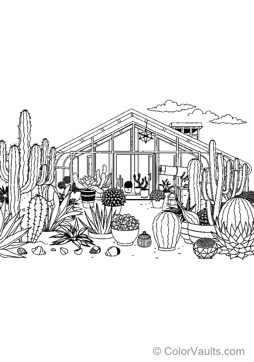 Greenhouse Surrounded By Desert Plants
