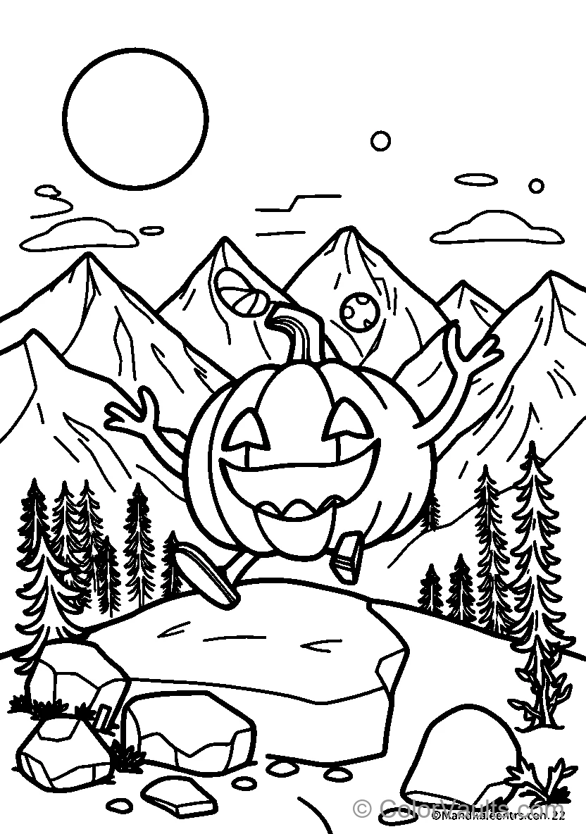 Smiling Pumpkin In The Mountains