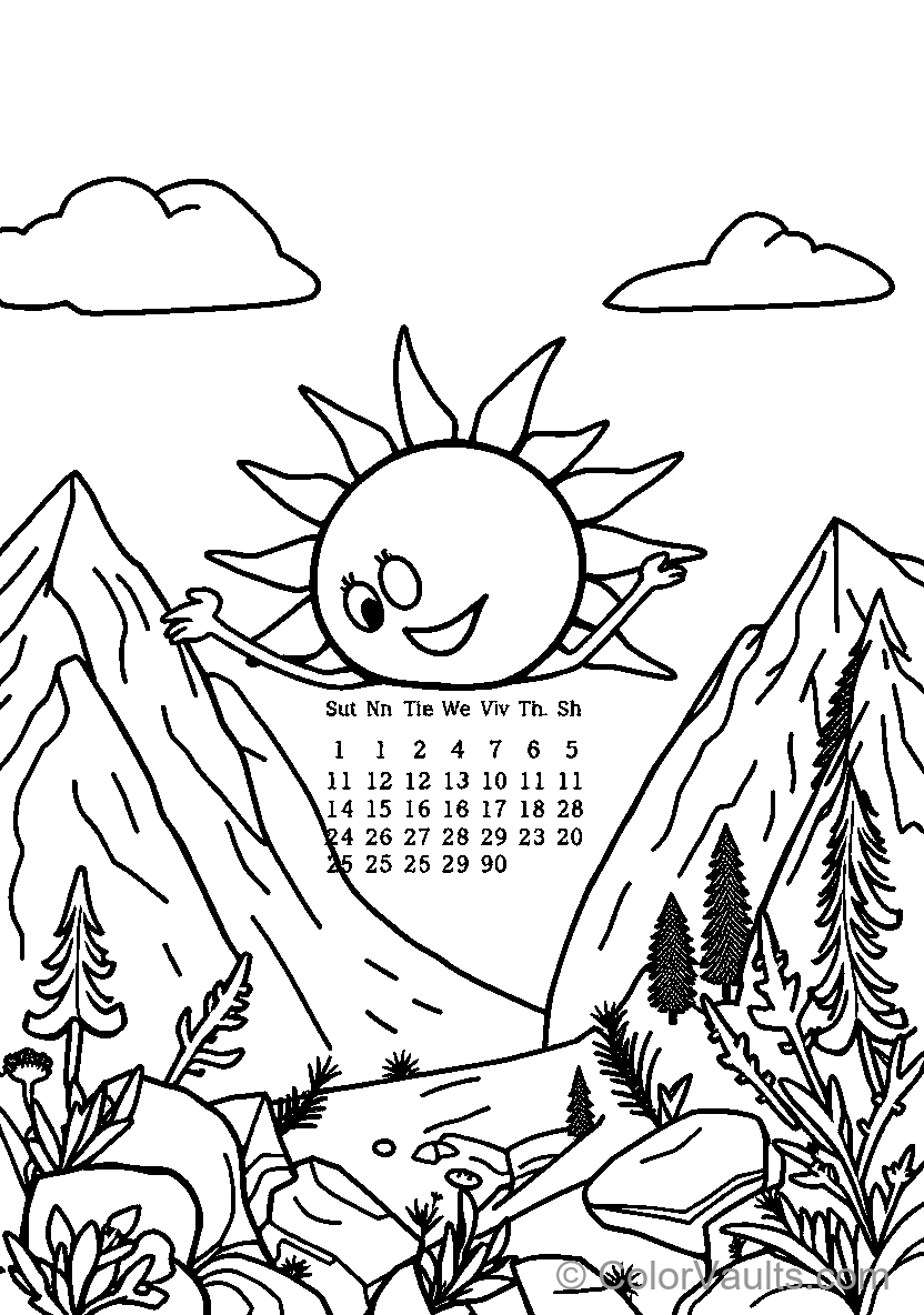 Smiling Sun Over Mountains