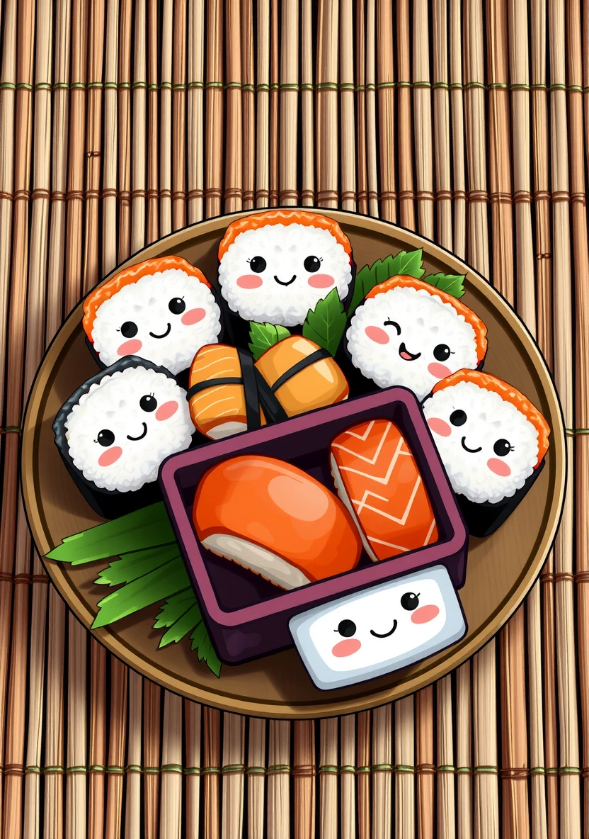 Süßer Kawaii Food & Sushi coloring page 1