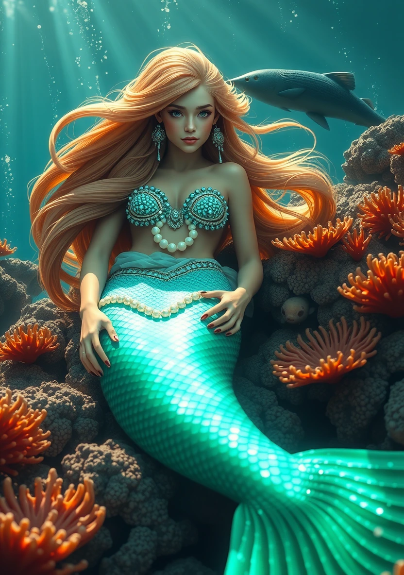 Mermaids of the Deep coloring page 1