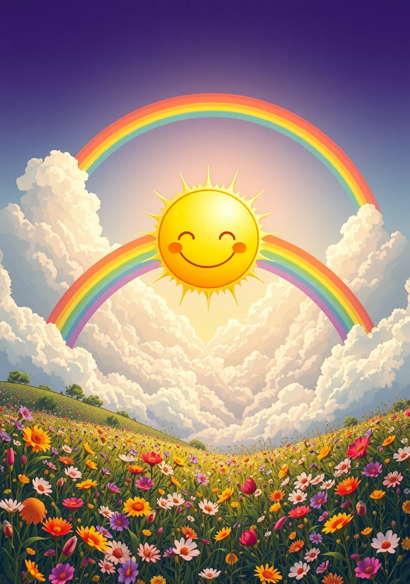 Rainbows & Sunshine coloring page 1