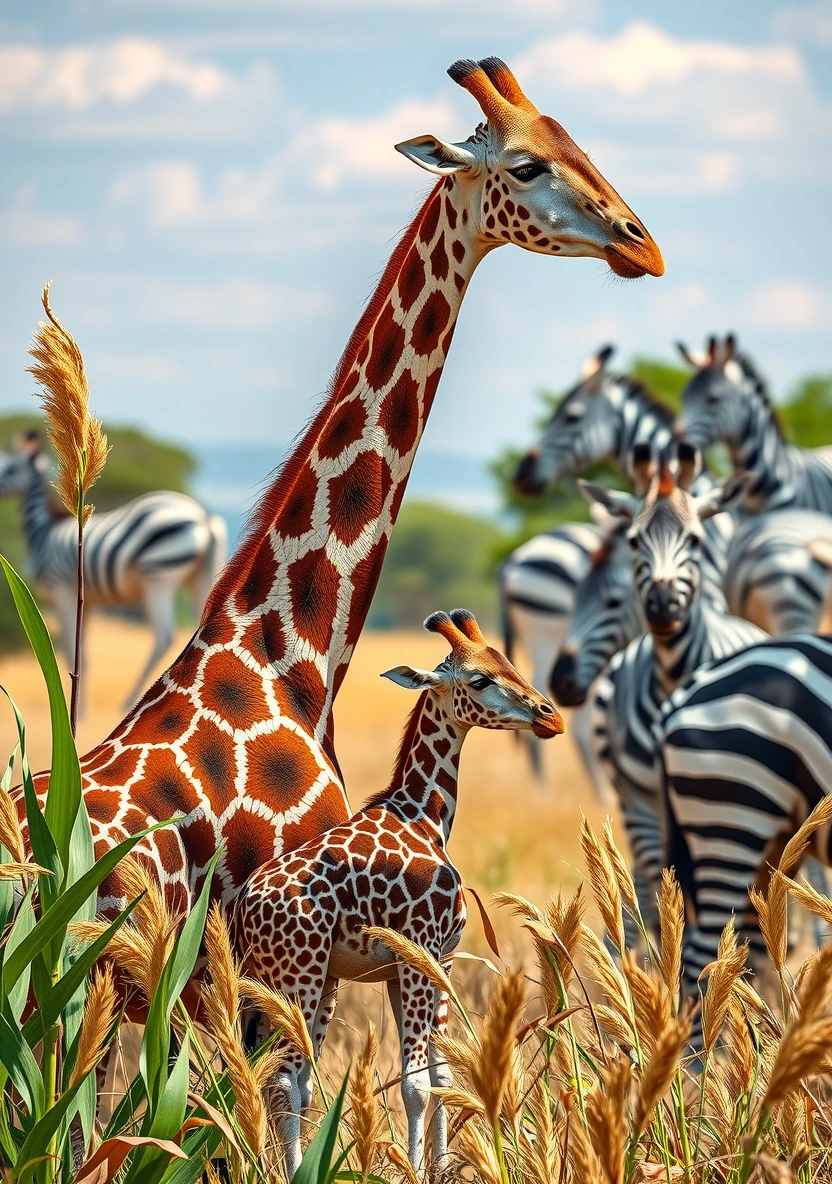 Safari - Giraffes & Zebras coloring page 1