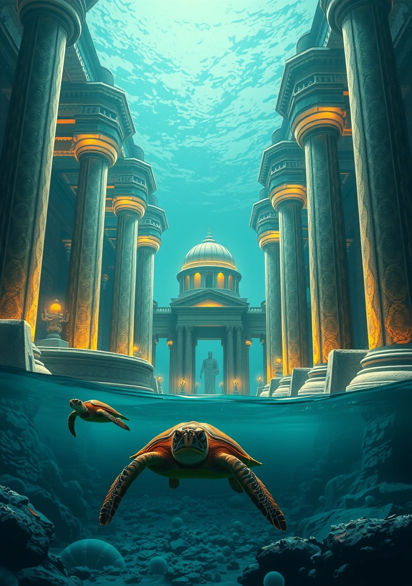 Underwater Lost Cities (Atlantis) coloring page 1